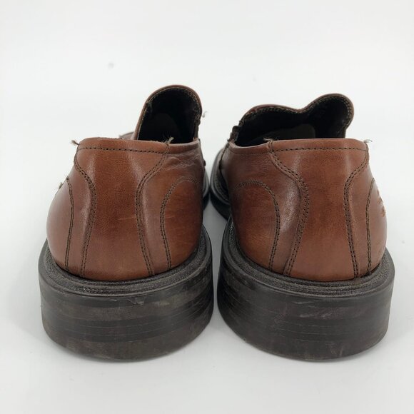 Franco Fortini Brown Leather Loafers | Square Toe & Block Heel - Picture 5 of 5